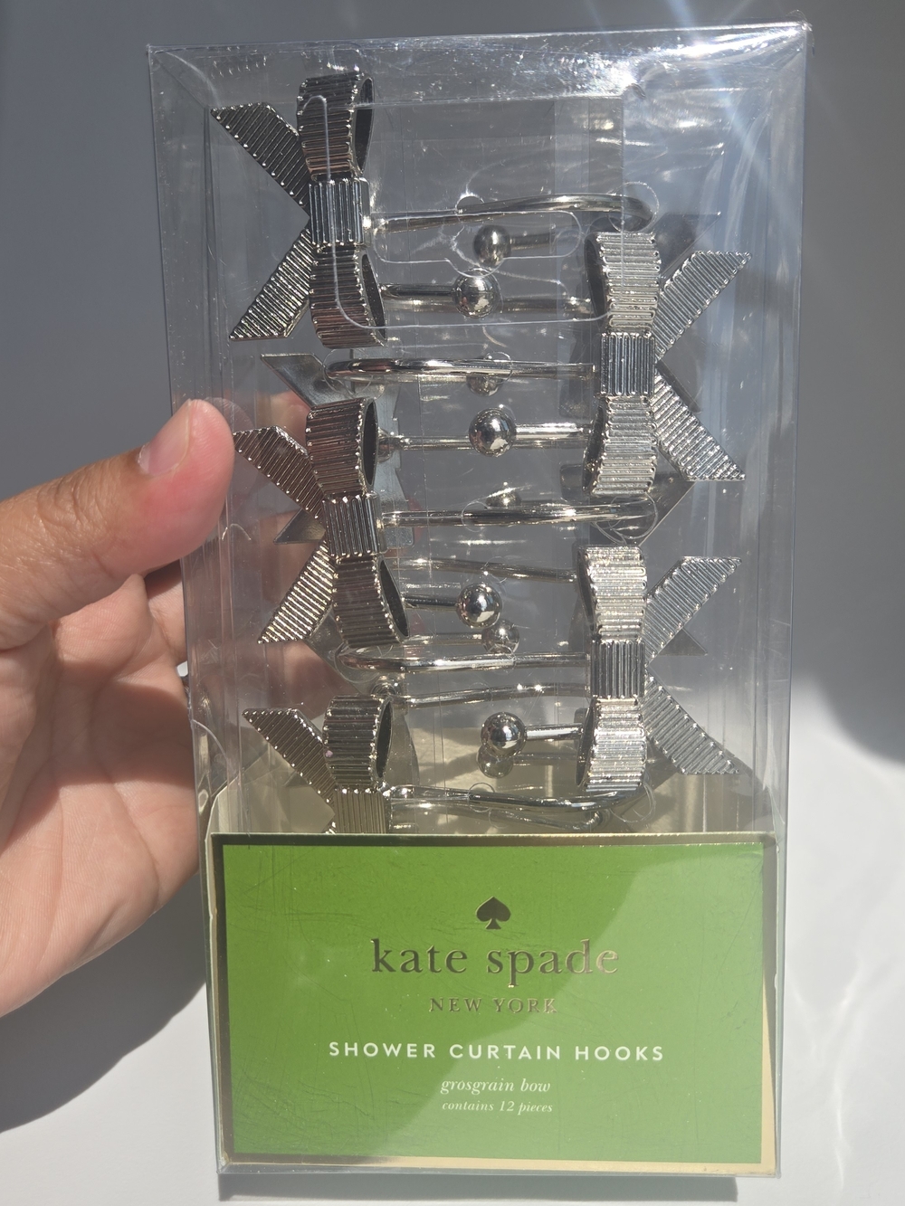 kate spade Silver Grosgrain Bow Shower Curtain Hooks